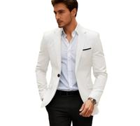 PANVER Anzug Jacke Männer Regular Fit Business Casual Übergangsjacke Herren Hochzeit Bankett Temperament Mode Blazer A-White XXL