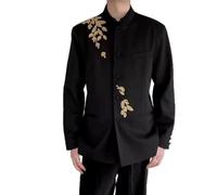 PANVER Anzug Jacke Männer Regular Fit Casual Einzigartig Übergangsjacke Herren Hochzeit Bankett Temperament Mode Blazer B-Black 4XL