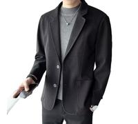 PANVER Anzug Jacke Männer Regular Fit Einfarbig Übergangsjacke Herren Hochzeit Bankett Business Casual Blazer A-Black L