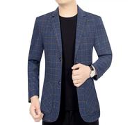 PANVER Anzug Jacke Männer Regular Fit Kariert Mode Übergangsjacke Herren Hochzeit Bankett Business Casual Blazer C-Blue L