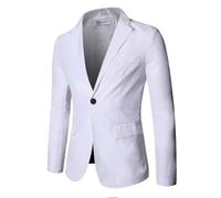 PANVER Anzug Jacke Männer Regular Fit Mode Casual Übergangsjacke Herren Hochzeit Bankett Business Blazer G-White S