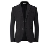 PANVER Anzug Jacke Männer Regular Fit Mode Casual Übergangsjacke Herren Hochzeit Bankett Business Einfarbig Blazer B-Black M