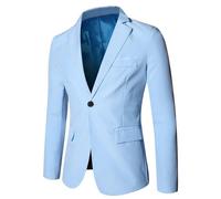 PANVER Anzug Jacke Männer Regular Fit Mode Casual Übergangsjacke Herren Hochzeit Bankett Business Blazer E-Light Blue 5XL