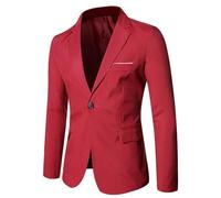 PANVER Anzug Jacke Männer Regular Fit Mode Casual Übergangsjacke Herren Hochzeit Bankett Business Blazer C-Wine Red M