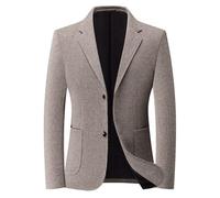 PANVER Anzug Jacke Männer Regular Fit Mode Casual Übergangsjacke Herren Hochzeit Bankett Einfarbig Business Blazer F-Beige 4XL