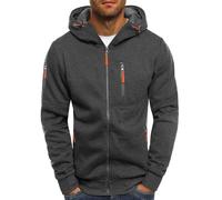 PANVER Kapuzenpullover Herren Jugend Persönlichkeit Trend Sweatjacke Sport Casual Mehrere Taschen Langärmeliges Sweatshirt B-Dark Grey L