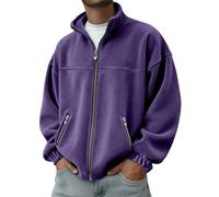 PANVER Kapuzenpullover Herren Regular Fit Mit Taschen Einfarbig Kapuzenjacke Klassisch Sport Casual Langärmeliges Sweatshirt K-Purple XL