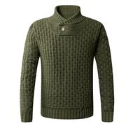 PANVER Knit Sweater Herren Atmungsaktiv Weich Komfortabel Langarm Pullover Klassisch Casual Einfarbig Strickwaren I-Army Green L