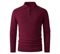 PANVER Knit Sweater Herren Atmungsaktiv Weich Komfortabel Langarm Pullover Klassisch Casual Einfarbig Strickwaren O-Wine Red XL