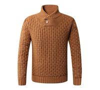 PANVER Knit Sweater Herren Atmungsaktiv Weich Komfortabel Langarm Pullover Klassisch Casual Einfarbig Strickwaren H-Caramel XXL