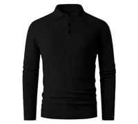 PANVER Knit Sweater Herren Atmungsaktiv Weich Komfortabel Langarm Pullover Klassisch Casual Einfarbig Strickwaren N-Black L