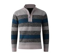 PANVER Knit Sweater Herren Atmungsaktiv Weich Komfortabel Langarm Pullover Temperament Casual Einfarbig Strickwaren E-Khaki XXL