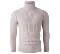 PANVER Knit Sweater Herren Atmungsaktiv Weich Komfortabel Langarm Pullover Temperament Casual Warm Strickwaren A-Beige XXL