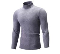 PANVER Knit Sweater Herren Atmungsaktiv Weich Komfortabel Stehkragen Langarm Pullover Temperament Casual Warm Strickwaren C-Grey XL
