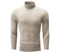 PANVER Knit Sweater Herren Atmungsaktiv Weich Komfortabel Stehkragen Langarm Pullover Temperament Casual Warm Strickwaren A-Beige XL