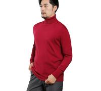 PANVER Knit Sweater Herren Atmungsaktiv Weich Komfortabel Strickwaren Temperament Casual Einfarbig Langarm Pullover B-Red M