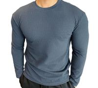 PANVER Knit Sweater Herren Casual Revers Einfarbig Langarm Pullover Klassisch Komfortabel Warm Strickwaren I-Blue XXL