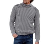 PANVER Knit Sweater Herren Casual Rundhals Einfarbig Langarm Pullover Temperament Mode Warm Strickwaren N-Grey L