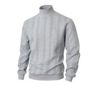 PANVER Knit Sweater Herren Casual Stehkragen Einfarbig Langarm Pullover Klassisch Komfortabel Warm Strickwaren B-Light Grey XL