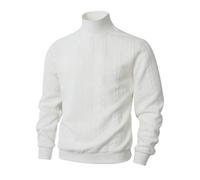 PANVER Knit Sweater Herren Casual Stehkragen Einfarbig Langarm Pullover Klassisch Komfortabel Warm Strickwaren A-White XXL
