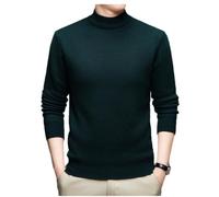 PANVER Knit Sweater Herren Klassisch Komfortabel Warm Strickwaren Casual Stehkragen Einfarbig Langarm Pullover F-Dark Green M