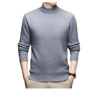 PANVER Knit Sweater Herren Klassisch Komfortabel Warm Strickwaren Casual Stehkragen Einfarbig Langarm Pullover H-Light Grey L