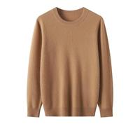 PANVER Knit Sweater Herren Temperament Casual Einfarbig Langarm Pullover Atmungsaktiv Weich Komfortabel Strickwaren C-Khaki L