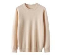PANVER Knit Sweater Herren Temperament Casual Einfarbig Langarm Pullover Atmungsaktiv Weich Komfortabel Strickwaren A-Apricot M
