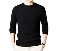 PANVER Knit Sweater Herren Temperament Casual Warm Strickwaren Atmungsaktiv Weich Komfortabel Langarm Pullover E-Black L