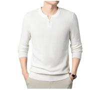 PANVER Knit Sweater Herren Temperament Casual Warm Strickwaren Atmungsaktiv Weich Komfortabel Langarm Pullover F-White 4XL