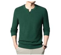 PANVER Knit Sweater Herren Temperament Casual Warm Strickwaren Atmungsaktiv Weich Komfortabel Langarm Pullover K-Dark Green L
