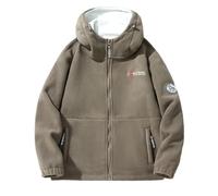 PANVER Langarm Jacke Herren Komfortabel All-Match Mit Kapuze Fleecejacke Herren Temperament Trend Klassisch Outdoorjacke Herren Casual Warm Mode Kältejacke Herren A-Khaki XL