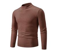 PANVER Langarm Sweater Herren Casual Stehkragen Einfarbig Strickwaren Klassisch Atmungsaktiv Warm Basic Pullover M-Coffee XL