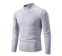 PANVER Langarm Sweater Herren Casual Stehkragen Einfarbig Strickwaren Klassisch Atmungsaktiv Warm Basic Pullover E-Light Grey XXL