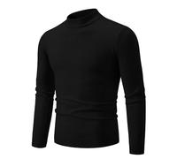 PANVER Langarm Sweater Herren Casual Stehkragen Einfarbig Strickwaren Klassisch Atmungsaktiv Warm Basic Pullover C-Black XXL