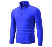 PANVER Langarm Sweater Herren Casual Stehkragen Weich Komfortabel Strickwaren Klassisch Atmungsaktiv Warm Basic Pullover H-Blue L