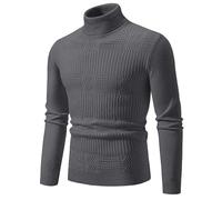 PANVER Langarm Sweater Herren Casual Weich Komfortabel Einfarbig Strickwaren Klassisch Atmungsaktiv Warm Basic Pullover M-Dark Grey 3XL