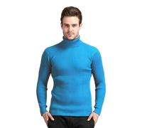 PANVER Langarm Sweater Herren Casual Weich Komfortabel Strickwaren Klassisch Atmungsaktiv Warm Basic Pullover H-Sky Blue M