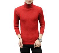 PANVER Langarm Sweater Herren Casual Weich Komfortabel Strickwaren Klassisch Atmungsaktiv Warm Basic Pullover E-Red XL