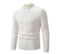 PANVER Langarm Sweater Herren Klassisch Atmungsaktiv Warm Basic Pullover Casual Mode Einfarbig Strickwaren A-Beige L