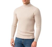 PANVER Langarm Sweater Herren Regular Fit Casual Einfarbig Strickwaren Klassisch Atmungsaktiv Warm Basic Pullover R-Apricot L