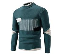 PANVER Langarm Sweater Herren Regular Fit Casual Stehkragen Strickwaren Klassisch Atmungsaktiv Warm Basic Pullover C-Green L