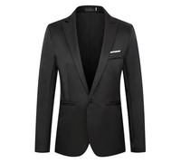 PANVER Longsleeve Anzug Herren Business Arbeits Casual Blazer Slim Fit Mode Einfarbig Übergangsjacke K-Black L