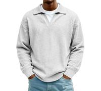 PANVER Poloshirt Herren Leichte Weich Komfortabel Atmungsaktiv Langarmhemd Klassisch Mode Casual Einfarbig Outdoor Hemd B-White 5XL