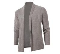 PANVER Strickjacke Herren Regular Fit Einfarbig Casual Sweater Jacke Temperament Mode Vintage Strickwaren B-Khaki 3XL