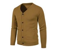 PANVER Strickjacke Herren Regular Fit Einfarbig Mit Tasche Sweater Jacke Klassisch Casual Weich Komfortabel Strickwaren T-Caramel 5XL