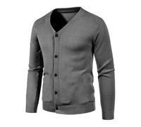 PANVER Strickjacke Herren Regular Fit Einfarbig Mit Tasche Sweater Jacke Klassisch Casual Weich Komfortabel Strickwaren L-Dark Grey XL
