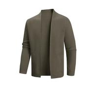 PANVER Strickjacke Herren Regular Fit Einfarbig Mit Tasche Sweater Jacke Klassisch Mode Casual Warm Strickwaren D-Coffee L