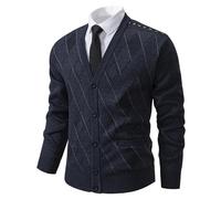 PANVER Strickjacke Herren Regular Fit Einfarbig Sweater Jacke Klassisch Casual Weich Komfortabel Strickwaren B-Dark Grey XXL