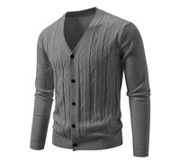 PANVER Strickjacke Herren Regular Fit Einfarbig V-Ausschnitt Sweater Jacke Klassisch Casual Weich Komfortabel Strickwaren S-Dark Grey L
